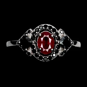 925 Sterling Silver Ring Oval Ruby 6x4mm Spinel Natural Gemstone Jewelry Size 8 - Picture 1 of 13