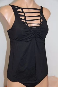 NWT BECCA  Swimsuit Tankini 2 pc set Size L American Fit Black High Neck Tab - Picture 1 of 1