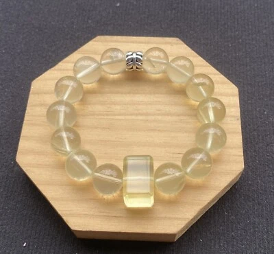 手工制作天然黄水晶石英柠檬黄色水晶珠手链 — 第 1/4 张图片