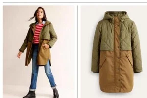 BODEN LADIES Quilted Parka KHAKI RRP £198 SIZE UK 10P BRAND NEW U0182 C3 - Picture 1 of 3