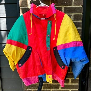 Vintage 80er Retro Giacca Herren Small Colorblock Langarm Full Zip Skijacke - Bild 1 von 14