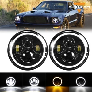Auxbeam Pair 7" LED Headlight Hi/Lo Angel Eyes Lamp for Porsche 911 1965-1986 - Picture 1 of 12