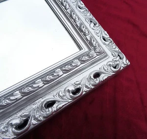 Wandspiegel 43x36 Spiegel BAROCK Rechteckig Repro SILBER Bilderrahmen Arabesco 2 - Bild 1 von 7