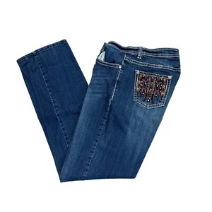 Reba Jeans pantaloni denim elasticizzati donna 16 blu gamba dritta impreziositi tasche - Foto 1 di 13
