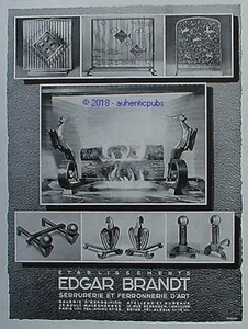 PUBLICITE EDGAR BRANDT FERRONNERIE D'ART FER CHENET CHEMINEE DE 1932 FRENCH AD - Picture 1 of 1