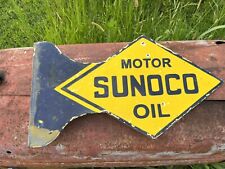 VINTAGE PORCELAIN MOTOR OIL SIGN Gas Pump ANTIQUE SUNOCO SHELL GULF SERVICE Can