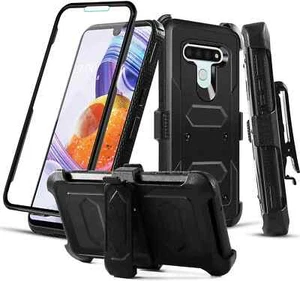 Case for LG Stylo 6 Built-in Protective Film Stand Rugged with Swivel Belt Clip - Picture 1 of 6