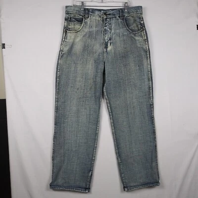 Vintage PJ Mark Jeans Reto Baggy Masculino Tamanho 36 X 32 Skatista Hip Hop Relaxado  - Imagem 1 de 4