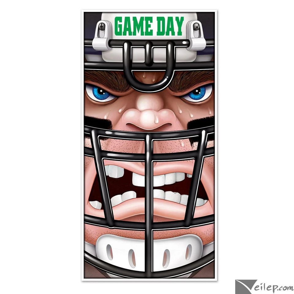 Beistle Fun Game Day Football Player Decoration 30" x 5' Plastic Door Cover - Image 1 of 1