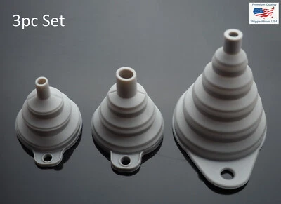 Juego de 3 piezas embudo plegable gris goma silicona plegable transferencia de líquido de agua Foto 1 de 4