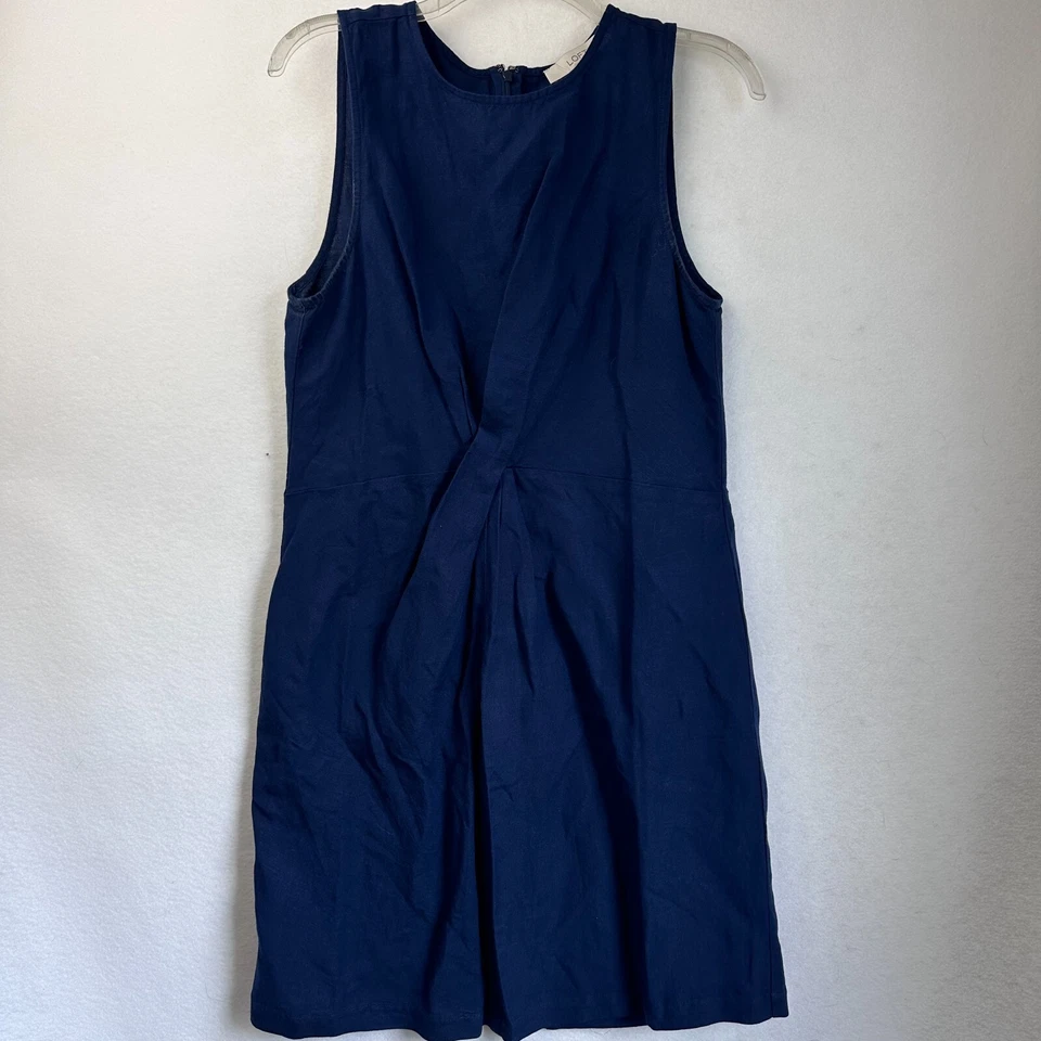 LOFT dress Women’s 14 Navy Blue Linen Blend Twist  sleeveless  lagenlook - Image 1 of 4