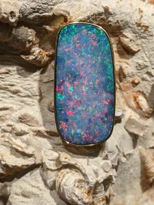 Opal Doub;et 14K Yellow Gold Brooch Formal Wear - Picture 1 of 5
