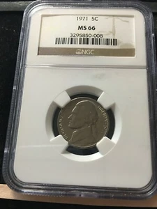 1971   USA, Five Cent, Jefferson Nickel, NGC Graded MS-66  #008 - Picture 1 of 7