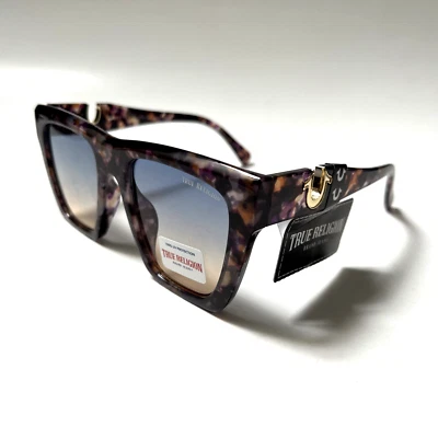 Nuevo Original TRUE RELIGION Gafas de sol Cuadradas Púrpura Acetato Concha de Tortuga Foto 1 de 4