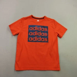 Adidas Shirt Boys Medium Short Sleeve Casual Crew Neck Lightweight Orange - Picture 1 of 7