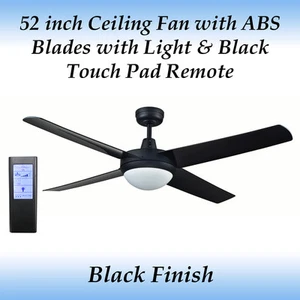 Genesis 52 inch Black Ceiling fan with ABS Blades and Light + Bl Touch Remote - Picture 1 of 3