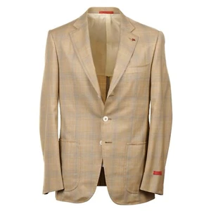 Isaia Yellow and Blue Check Super 140s Wool Sport Coat 40R (Eu 50) Gregory - Picture 1 of 11