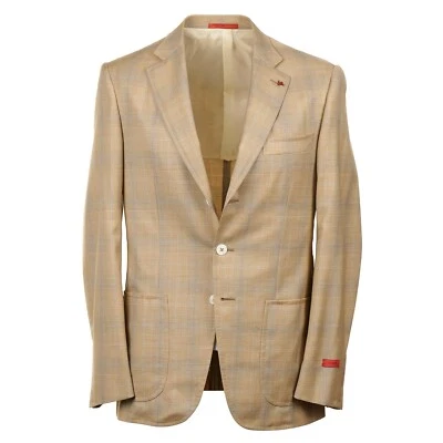 Isaia Yellow and Blue Check Super 140s Wool Sport Coat 40R (Eu 50) Gregory - Image 1 of 4