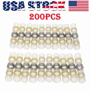 200X Solder Connectors 12-10 AWG Heat Shrink Butt Wire Terminals Seal Sleeve Kit - Picture 1 of 12