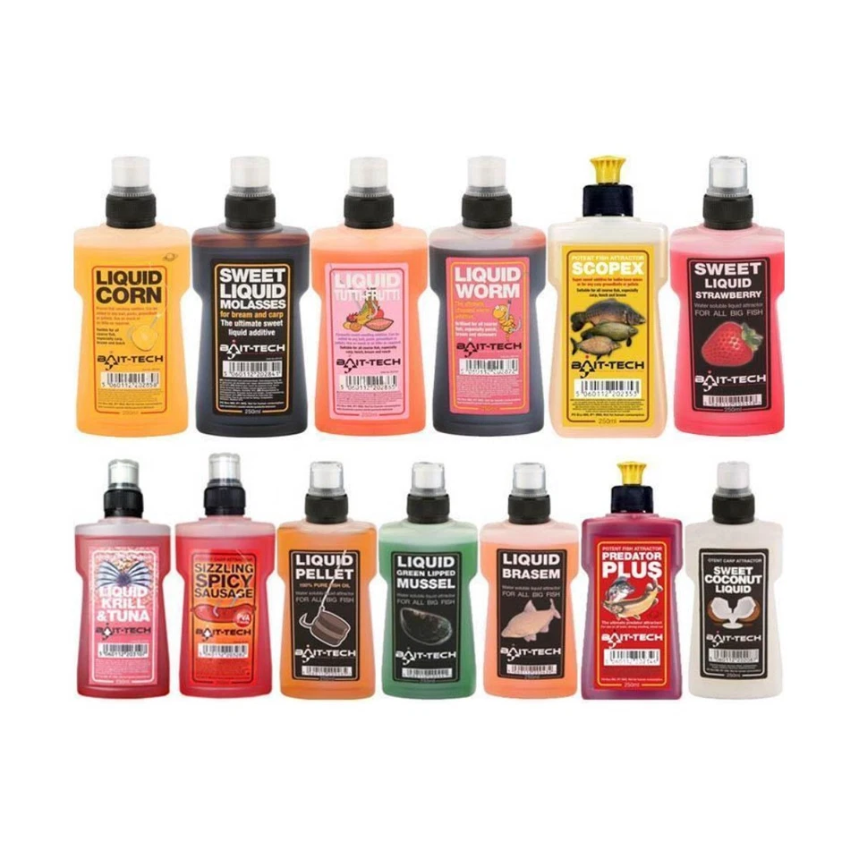 Bait Tech Liquids - All Flavours - 250ml - Carp Coarse Fishing Liquid Additives - Image 1 of 3