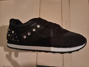 Zapatillas baratas deportivas negras cierre cordones tachuelas mujeres - Imagen 1 de 4