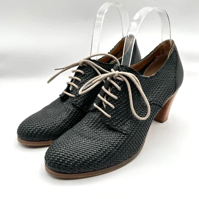 Zapatos de salón Alberto Fermani para mujer EE. UU. 7 negros tejidos textura cuero con cordones Foto 1 de 4