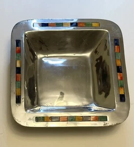 Mikasa Carnival quadratische Schale Aluminium 14" DPK01-736 mit Intarsienfliesen, mehrfarbig - Bild 1 von 8