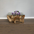 Teak Root Square Coffee Table With Toughened Safety Glass Top
