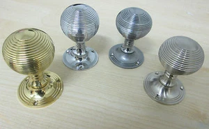 1 pair REEDED RIMMED RIBBED QUEEN ANNE BEEHIVE MORTICE LEVER DOOR KNOBS HANDLES - Picture 1 of 8