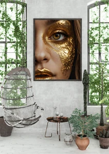 Golden Radiance - Luxurious Digital Wall Art Print  Framed photo paper poster - Picture 1 of 13