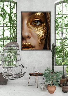 Golden Radiance - Luxurious Digital Wall Art Print  Framed photo paper poster - Image 1 of 4