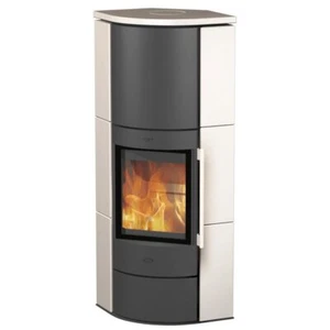 Fireplace Adelaide Eckkaminofen 6 kW Stahl Schwarz Keramik Mattweiß R5694 - Bild 1 von 2