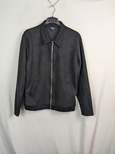 Boohooman casual jacket size large black full zip suede look - Picture 1 of 11