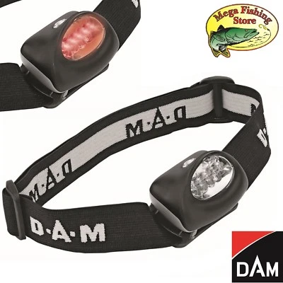 D.A.M DAM 2in1 Kopflampe - LED & Rotlicht Kopf Lampe - Angel Stirnlampe mit Rot Licht