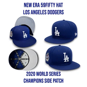 New Era Los Angeles Dodgers 59FIFTY Fitted Hat 2020 World Series Patch 7 1/2 _A1 - Picture 1 of 7