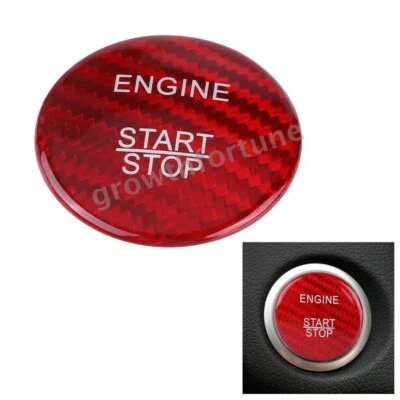 Cubierta de botón de motor de arranque pulsador sin llave de fibra de carbono roja para Mercedes Benz A B C Foto 1 de 4