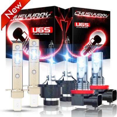 For 2004-2008 Jaguar X-Type HID/LED Headlights High Low Beam Fog Light Bulbs Kit - Image 1 of 4