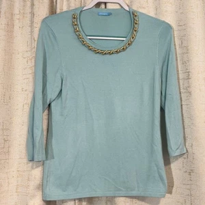 J. McLaughlin Pullover Sweater Oberteil mit integrierter Halskette hellblau Damen Medium - Bild 1 von 5