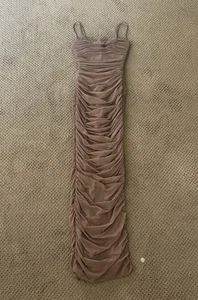 House Of CB London Beige Bodycon Ruffle Maxi Dress Women’s Size XS - Picture 1 of 2