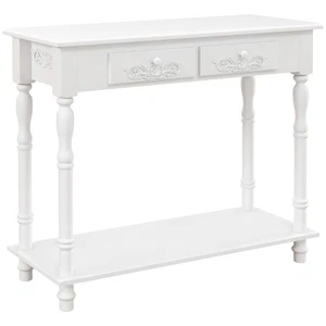 HOMCOM Wooden Console Table with Storage Shelf Two Drawers for Entryway White - Picture 1 of 11