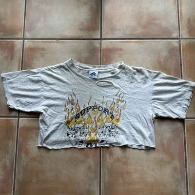 Camisa recortada vintage calaveras llamas motociclista ven en paz deja en piezas  Foto 1 de 4