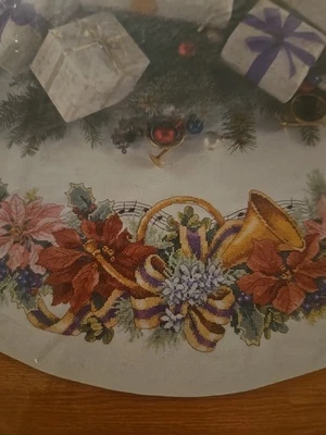 Gold Collection Dimensions Counted Cross Stitch Holiday Harmony Tree Skirt New  - Image 1 of 4