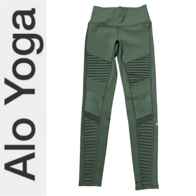 Leggings Pull-on Alo Yoga Para Mujer Hunter Verde Moto Talla Pequeña Foto 1 de 4