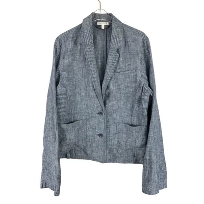 Eileen Fisher Linen Striped Classic Button Front Blazer Lagenlook Capsule Small - Image 1 of 4