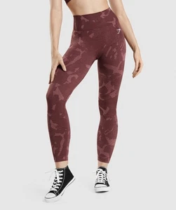 Gymshark Womens B1A2K Adapt Camo Savanna/Burgundy Sz M Seamless Legging Athletic - Picture 1 of 6