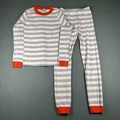 Hanna Andersson Pajamas Set Youth 10 Pink Purple Stripe Long John 2 Piece Kids - Image 1 of 4
