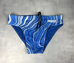 ARENA Swimsuit TEAM PAINTED STRIPES BRIEF Mens Size 30 Royal Blue Drawstring - Picture 1 of 5