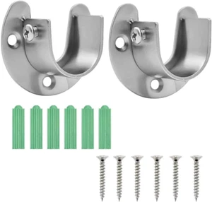 2 Pack Stainless Steel Closet Pole Sockets, Heavy Duty Closet Rod End Supports U - Picture 1 of 12