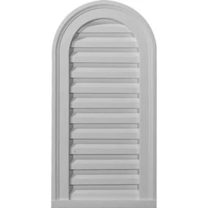 Ekena Millwork Gable Vents+Louvers 22"x32" Round Top Primed Polyurethane Sturdy - Picture 1 of 2
