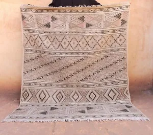 Vintage Moroccan Azilal Rug Handmade Tribal Wool Berber Old Kilim Carpet - Picture 1 of 24